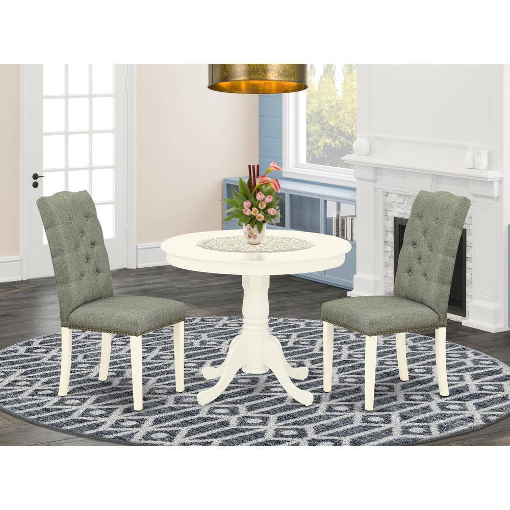 Left. East West Furniture - Dining Room Set Linen White - Brown.