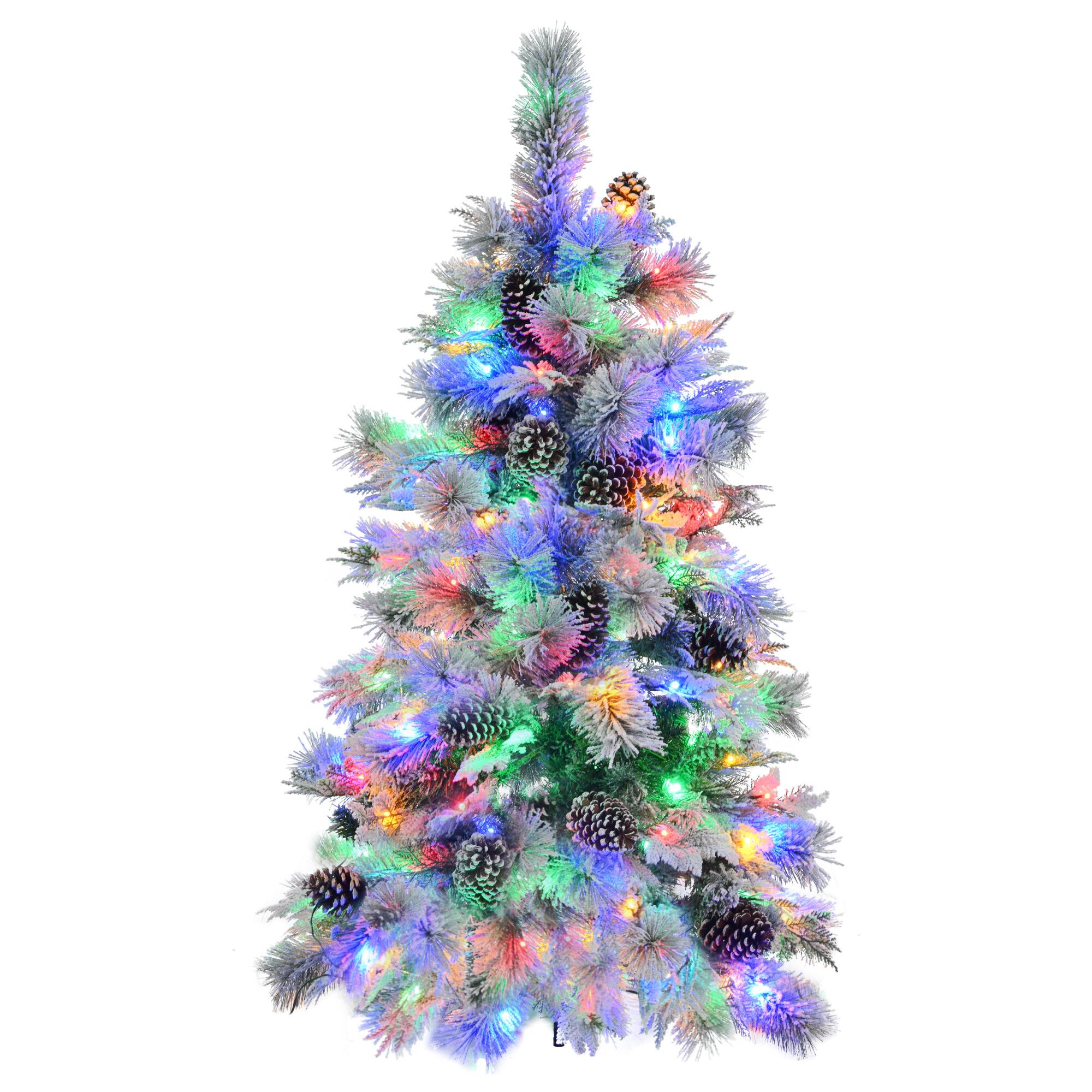 Alt View 5. Tiramisubest - 4FT Pre-Lit Snow Flocked Artificial Christmas Tree with 170 Branch Tips,120 Multi-Color LED Lights,11 Flashing Modes - White+Green.