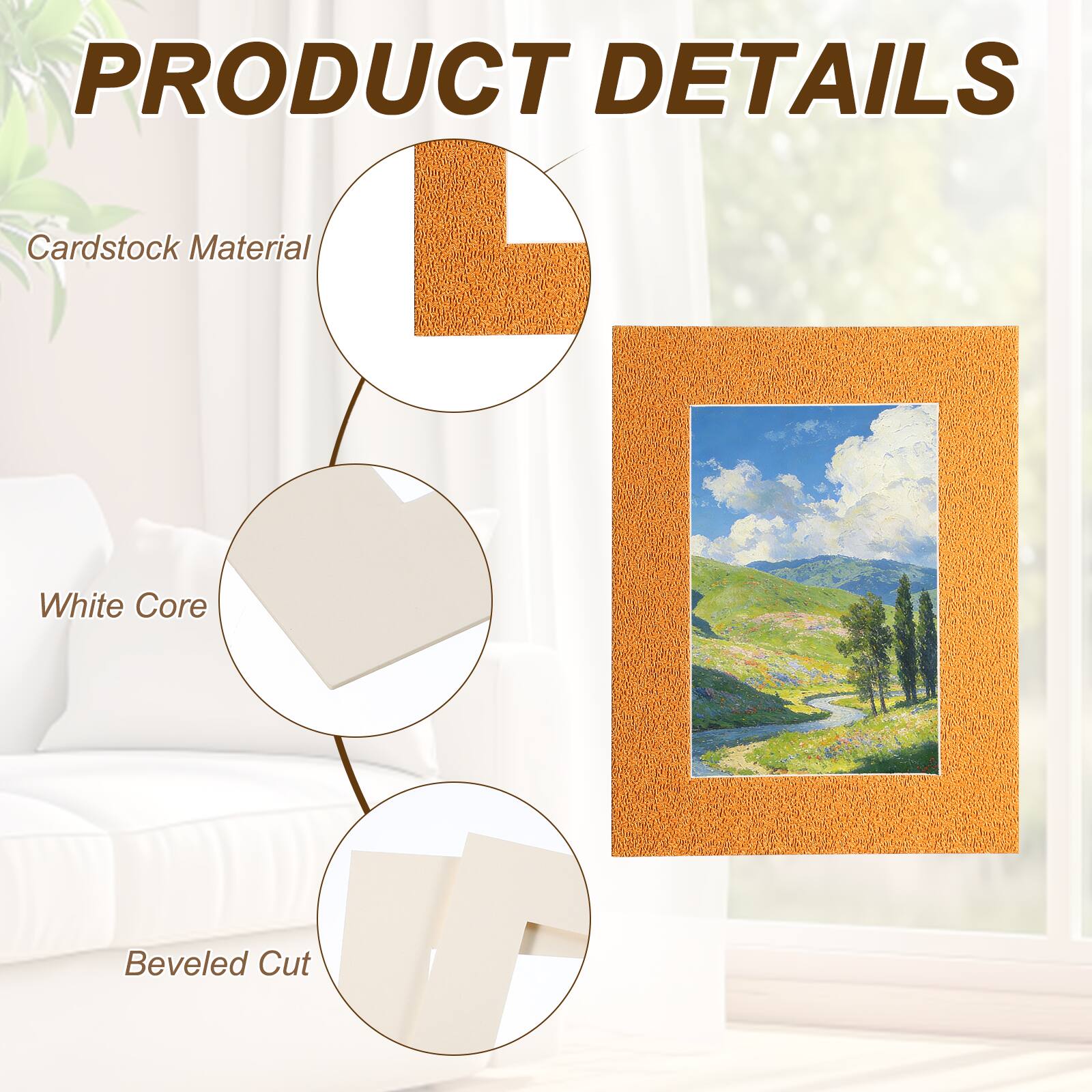 PRODUCT DETAILS  
- Cardstock Material  
- White Core  
- Beveled Cut