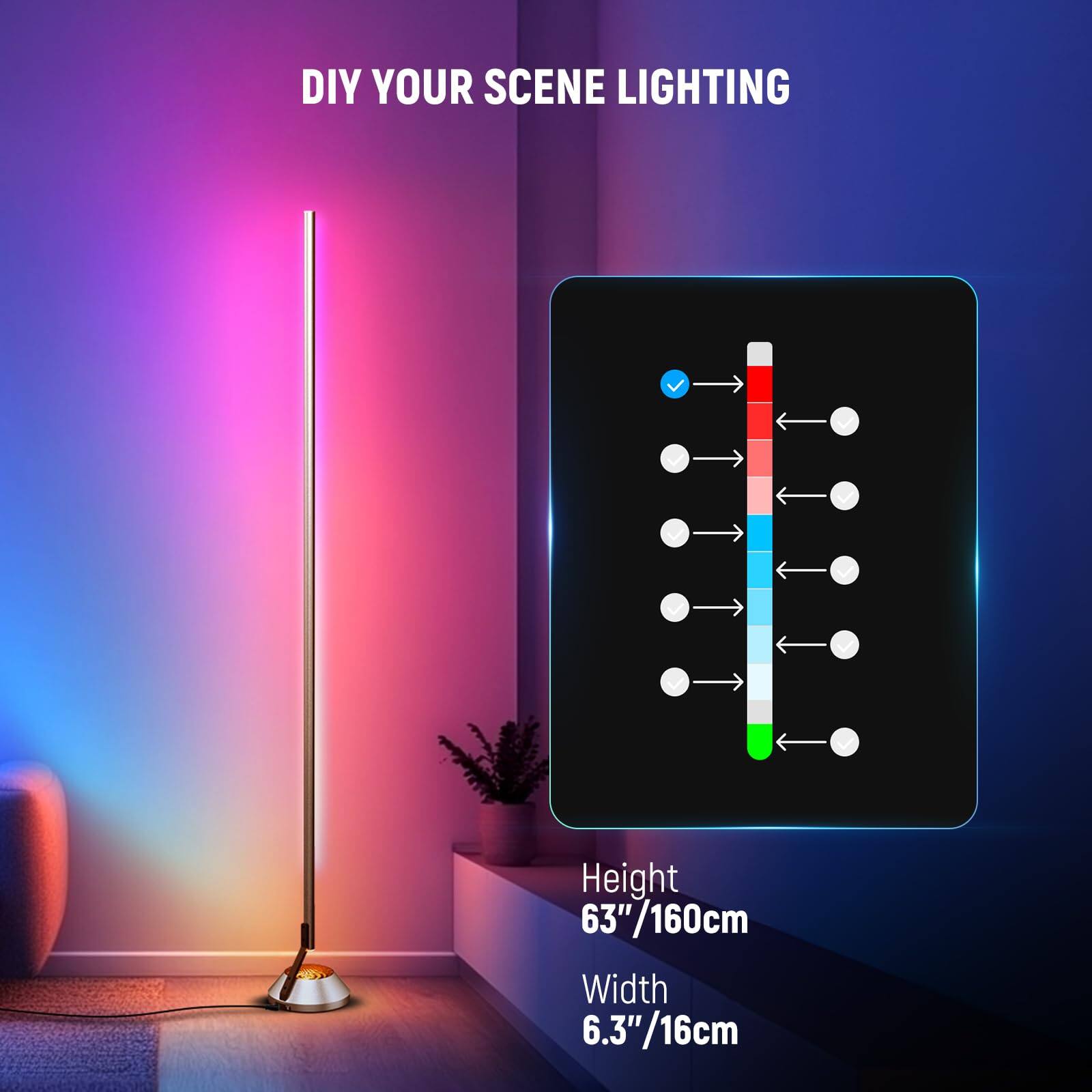 Neewer Smart RGBW Floor Lamp Alexa & Google Compatible, APP