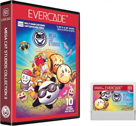 51 EVERCADE MEGA CAT STUDIOS COLLECTION 3 EVERCADE MULTI-GAME CARTRIDGE CARTOUCHE MULTIJEU 8-BIT & 16-BIT JEUX 8 GAMES BITS & 16 BITS MEGA CAT STUDIOS COLLECTION 10 GAMES INCLUDED JEUX INCLUS - RP (Rating Pending)