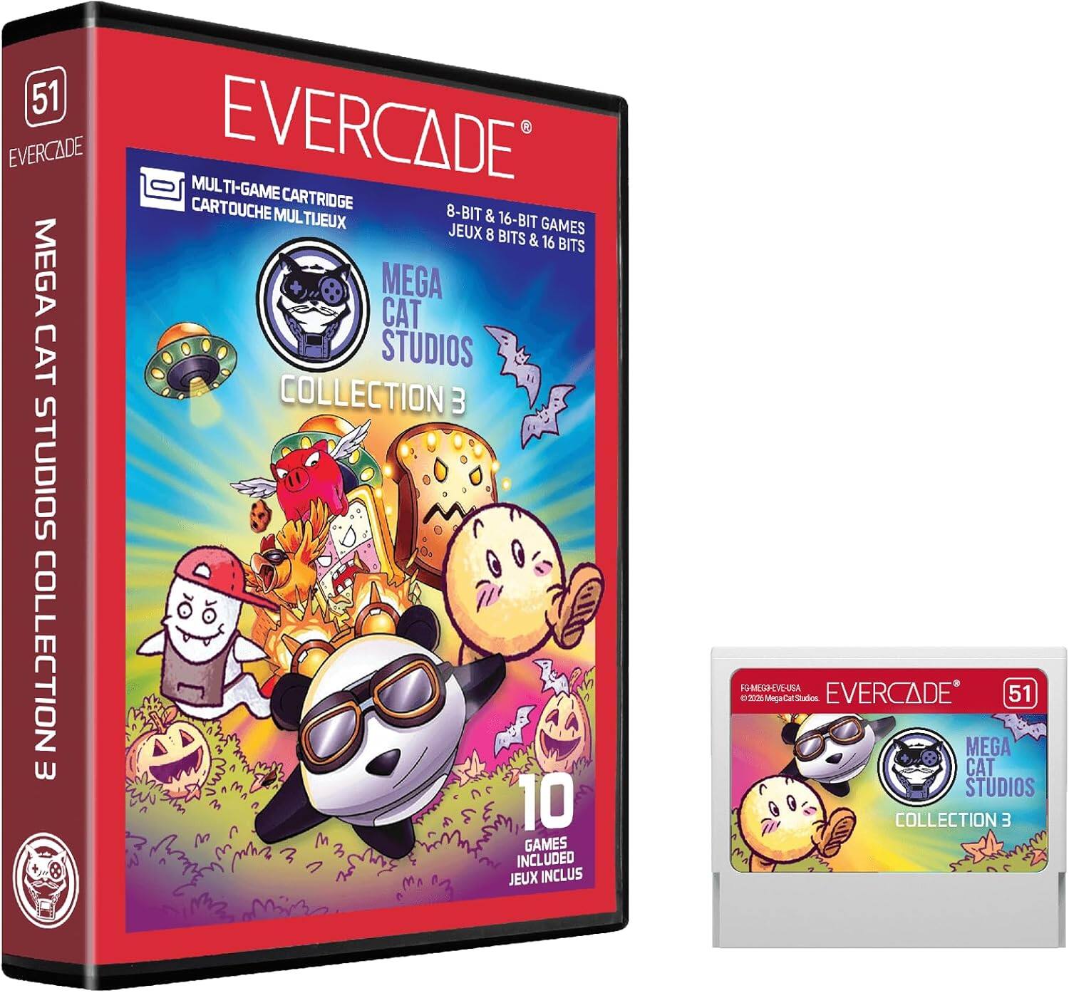 51 EVERCADE MEGA CAT STUDIOS COLLECTION 3 EVERCADE MULTI-GAME CARTRIDGE CARTOUCHE MULTIJEU 8-BIT & 16-BIT JEUX 8 GAMES BITS & 16 BITS MEGA CAT STUDIOS COLLECTION 10 GAMES INCLUDED JEUX INCLUS