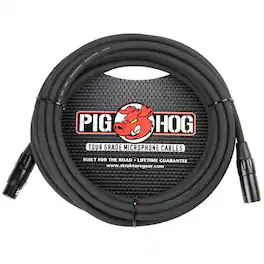 Pig Hog - 25' 8mm XLR Microphone Cable - 3 Pin XLR Male to 3 Pin XLR Female - Black