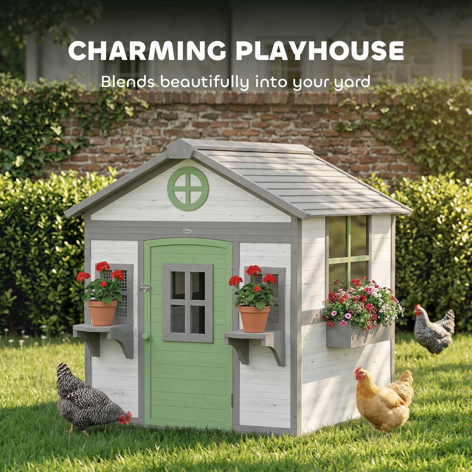 CHARMING PLAYHOUSE  
Blends beautifully into your yard