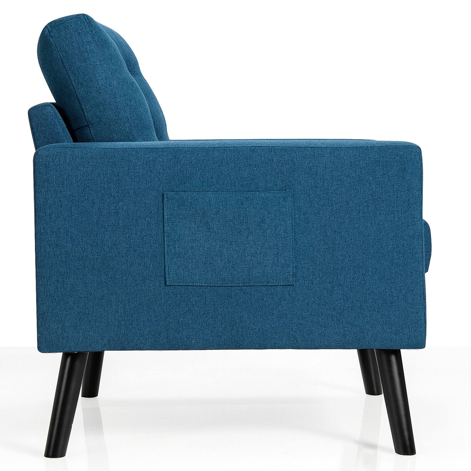 Alt View 7. Gymax - Gymax Set of 2 Upholstered Accent Chair Single Sofa Armchair w/ Wooden Legs Navy - Navy.