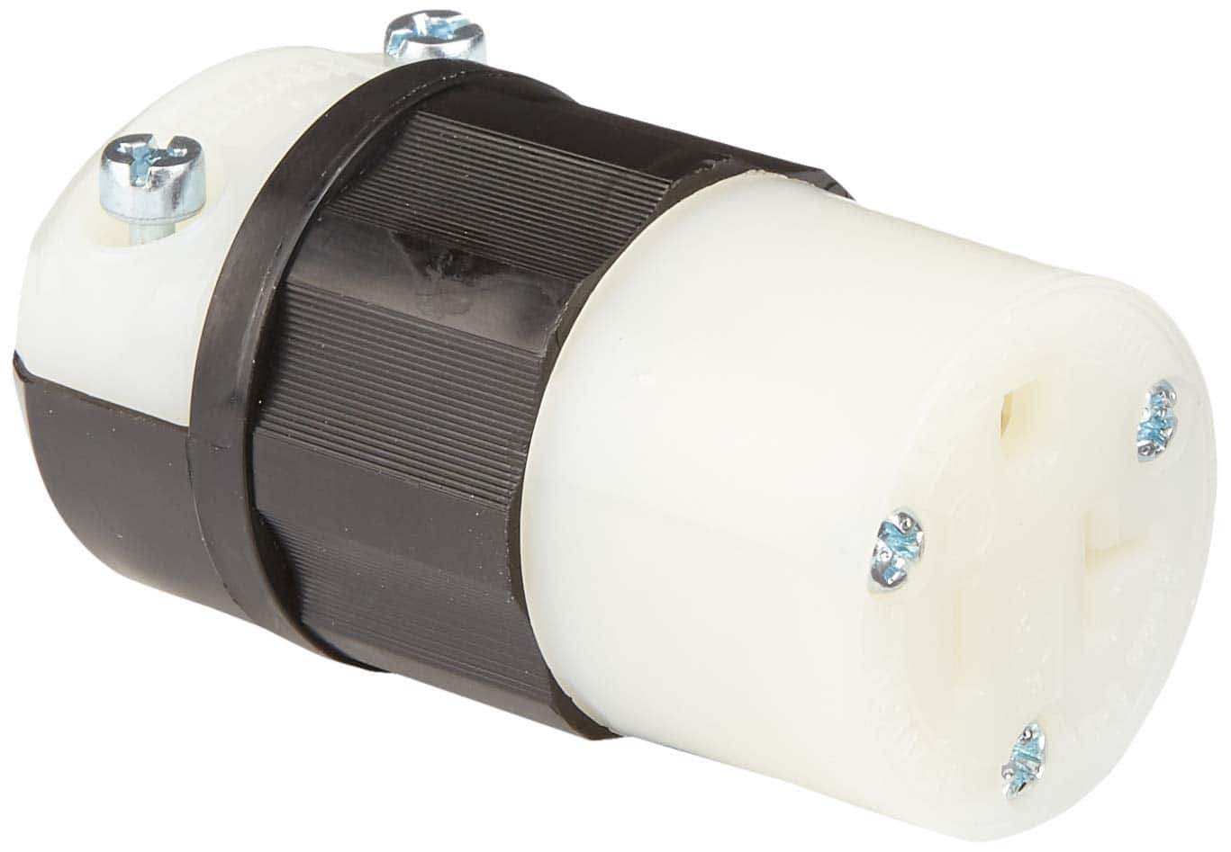 Leviton - Industrial Nylon Ground/Straight Blade Plug 5-20R 2 Pole 3 Wire - Black|White