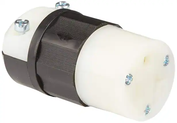 Front. Leviton - Leviton Industrial Nylon Ground/Straight Blade Plug 5-20R 2 Pole 3 Wire - Black|White.