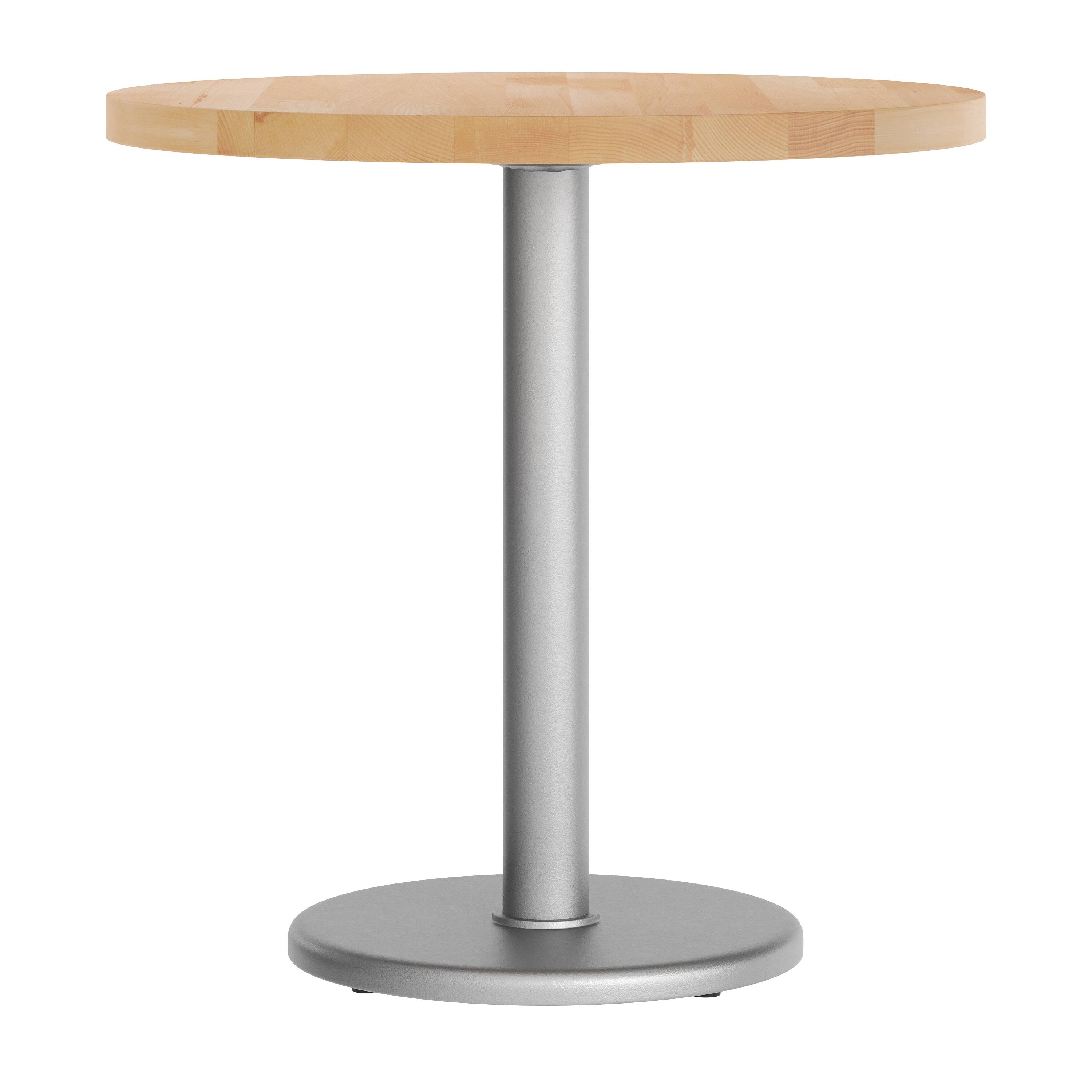 Left. Flash Furniture - Bennett 30" Round Solid Wood Commercial Indoor Tabletop in Natural with 18" Round Dining Height Rust-Resistant Silver Ca - Natural.