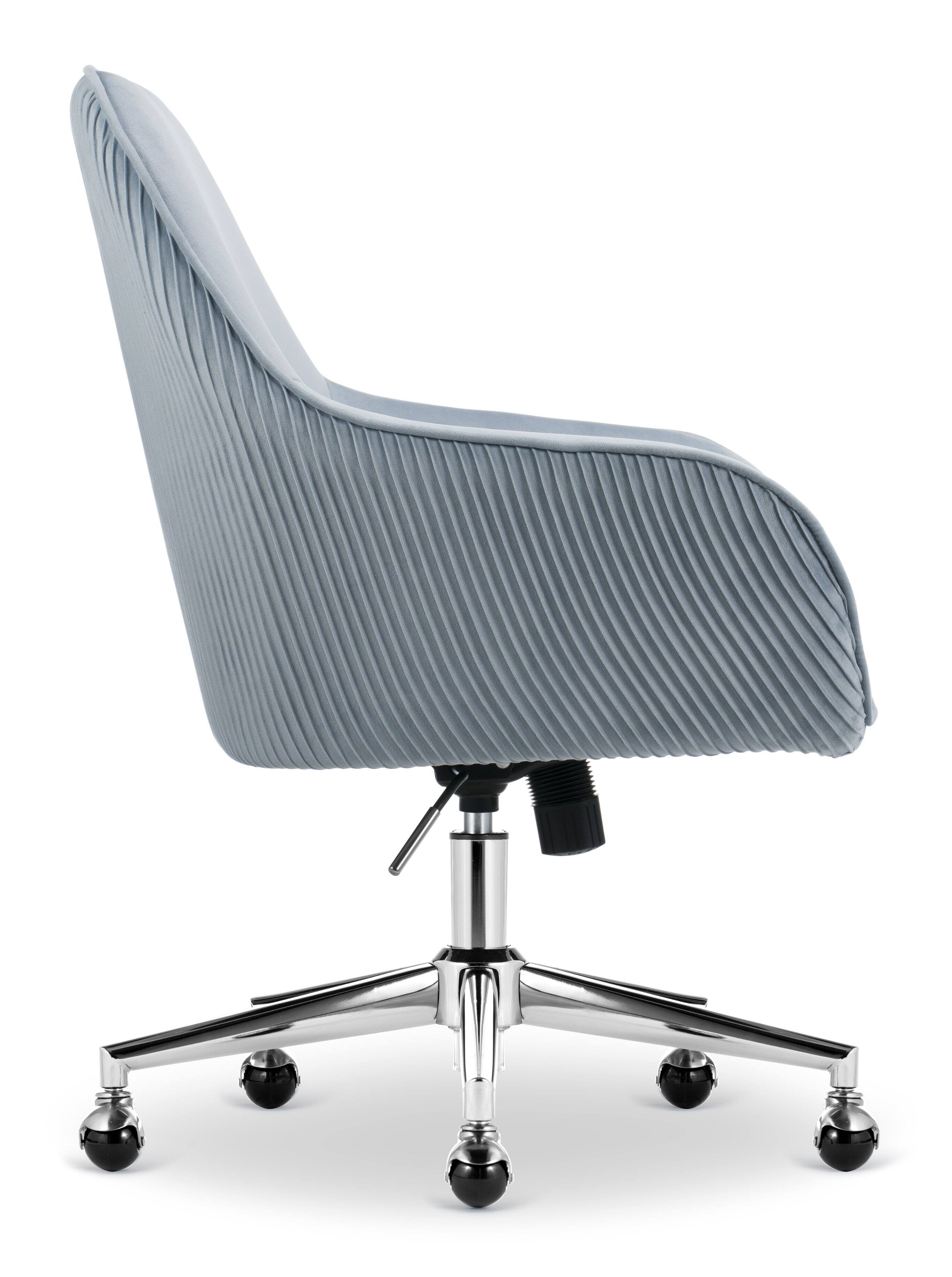 Alt View 18. Serta - Chloe Soft Velvet Modern Home Office Chair - Ash Blue - Silver Chrome Base.