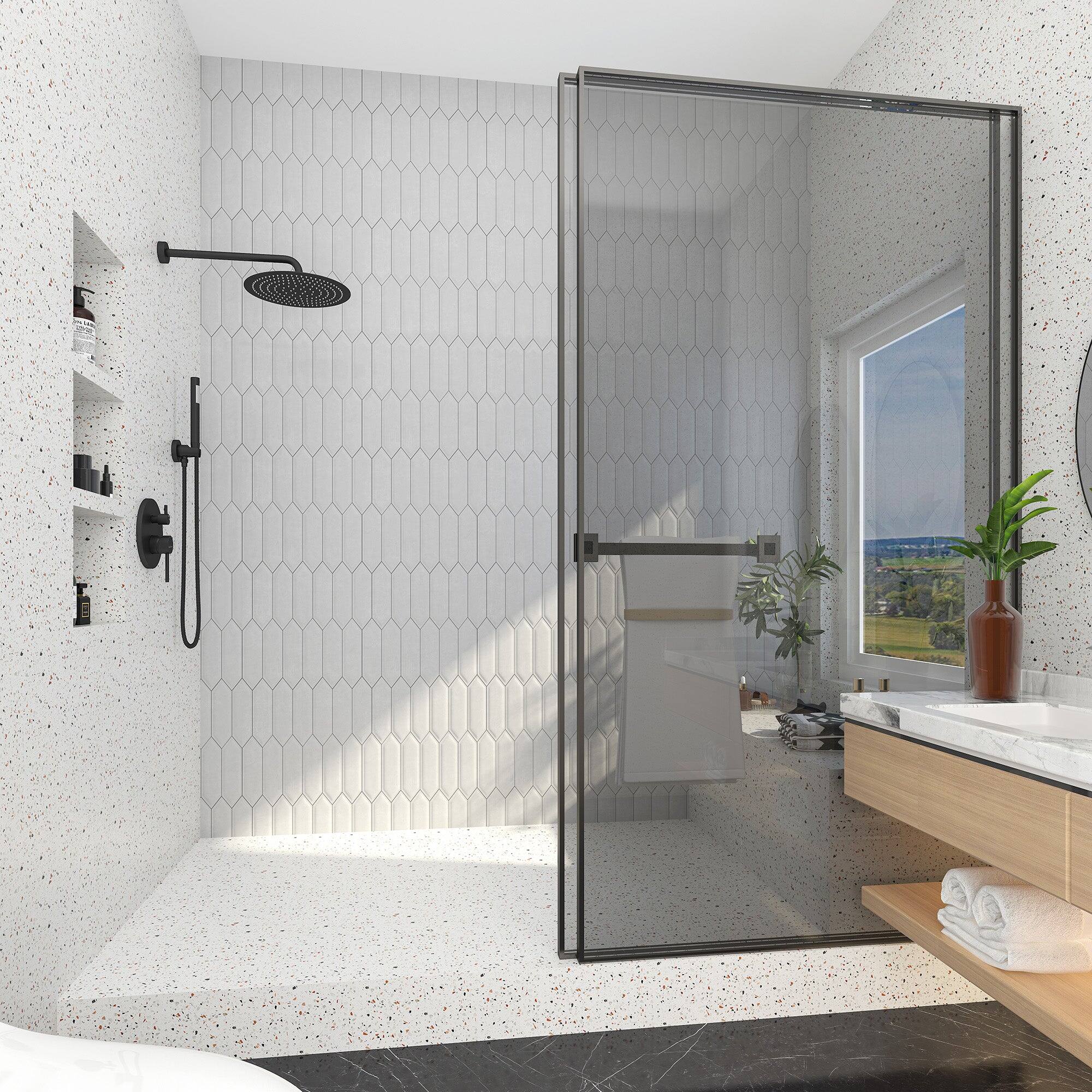 Alt View 4. Boyel Living - 1-Spray Patterns 10 in. Dual Shower Head and Handheld Shower Head in Matte Black - Matte Black.