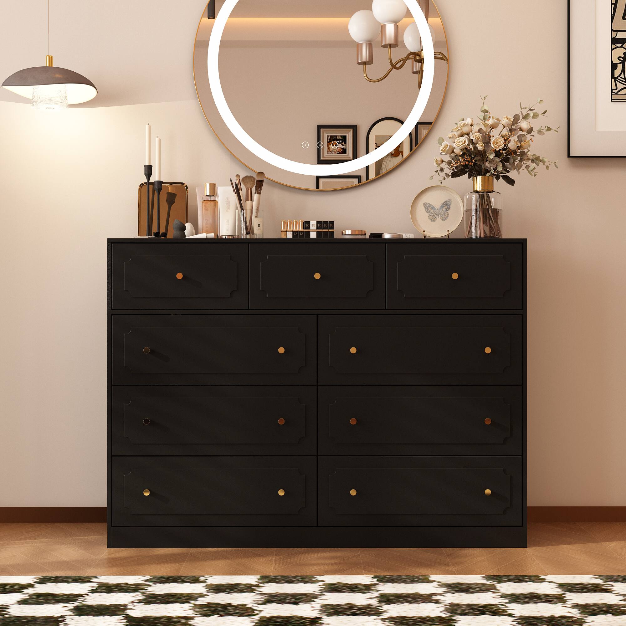 Alt View 7. Famapy - Famapy Transformable Multi - Drawer Dresser: Vanity & Storage All - in - One - Black.