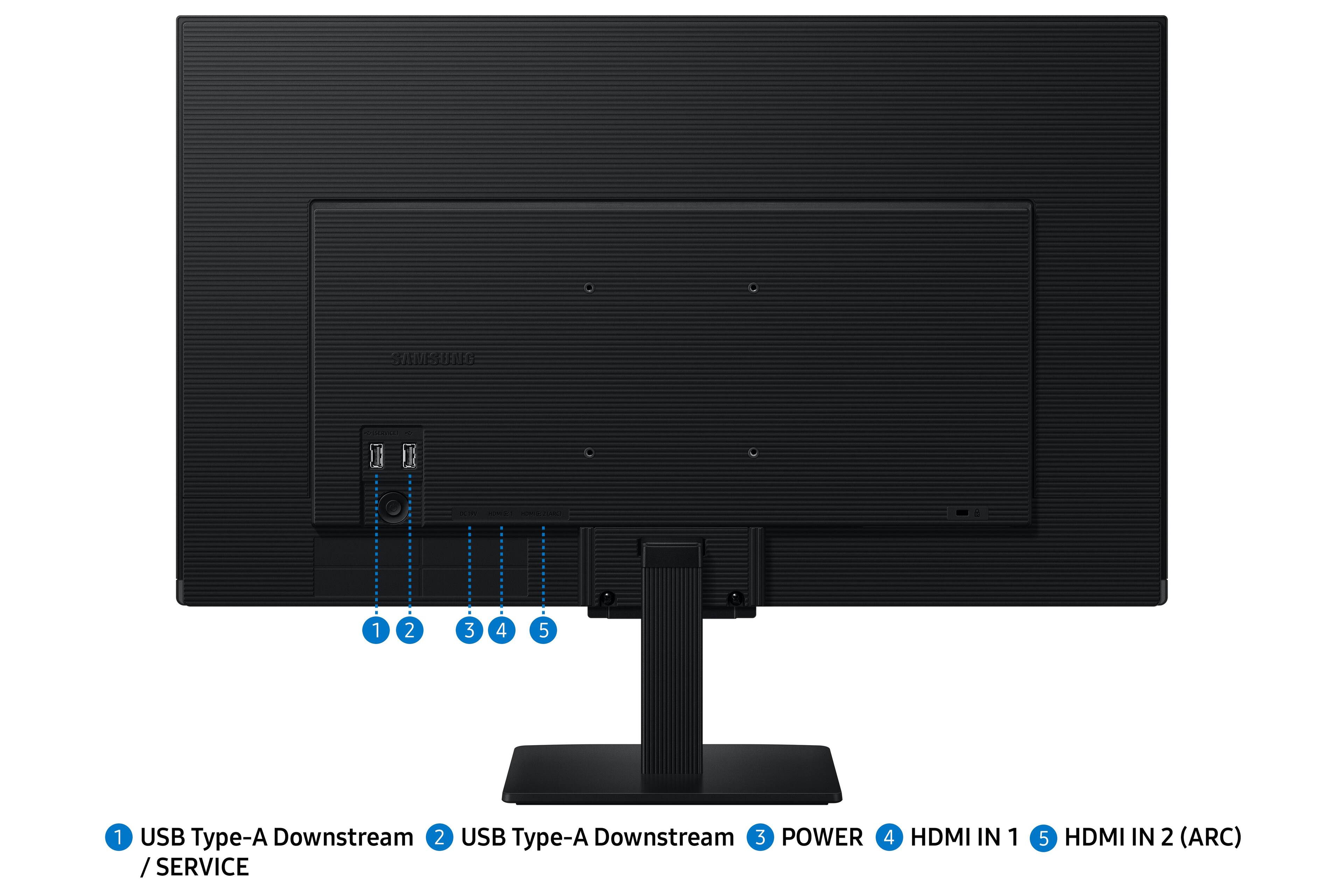 SERVICSEENGE  
SWINED ...  
DESPY  
LARGE  
1 USB Type-A Downstream  
2 USB Type-A Downstream  
3 POWER  
4 HDMI IN 1  
5 HDMI IN 2 (ARC)
