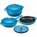 Front. Best Choice Products - Best Choice Products Non-Stick Pot & Pan Cookware Set, Cast Iron Skillet, Grill Pan W/ Press, Dutch Oven - Blue - Blue.
