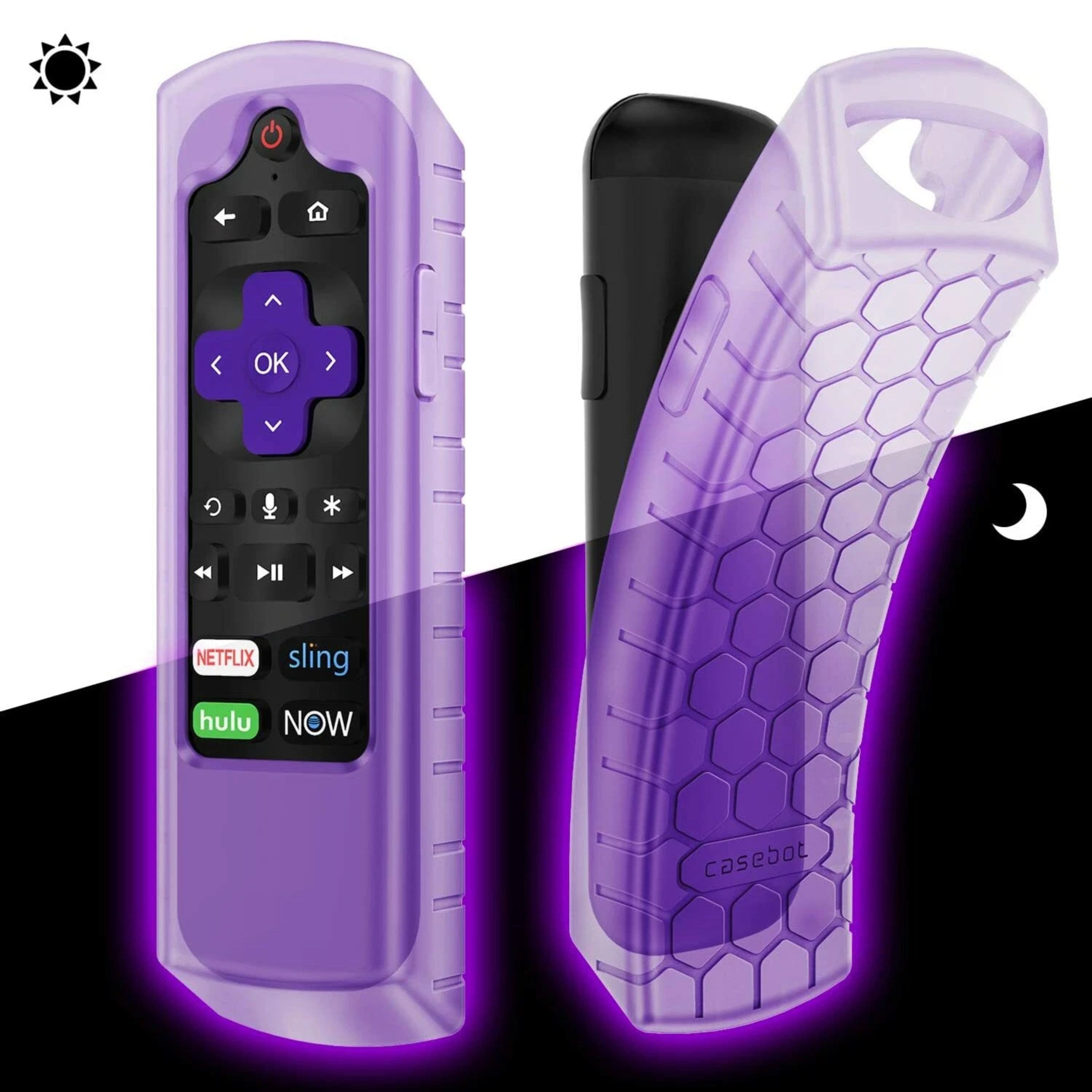 Kitcheniva - Shockproof Silicone Remote Case For Roku Voice Remote (RCAL7R) Purple Glow in the Dark - Purple Glow in the Dark