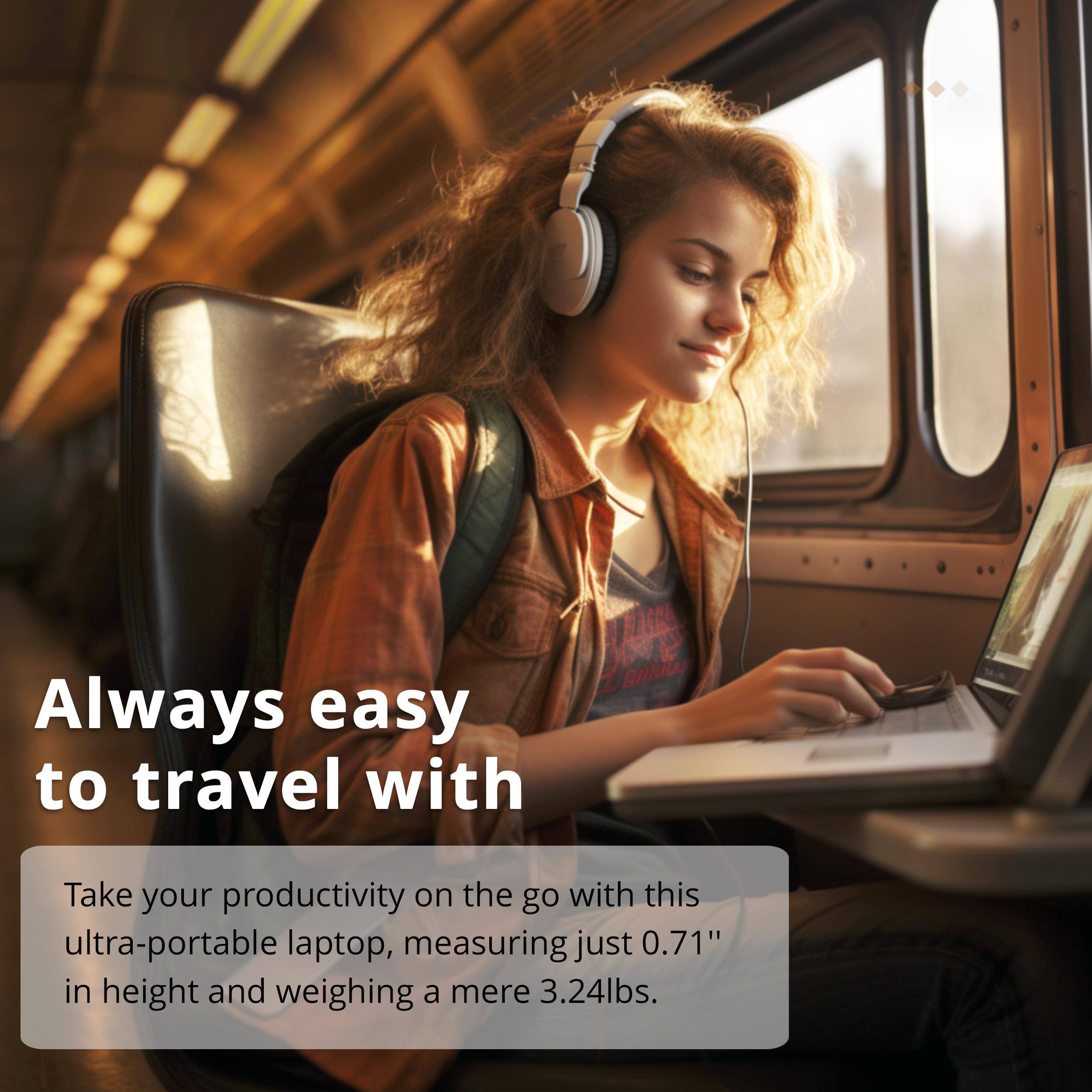 Always easy to travel with
Take your productivity on the go with this ultra-portable laptop, measuring just 0.71" in height and weighing a mere 3.24lbs.