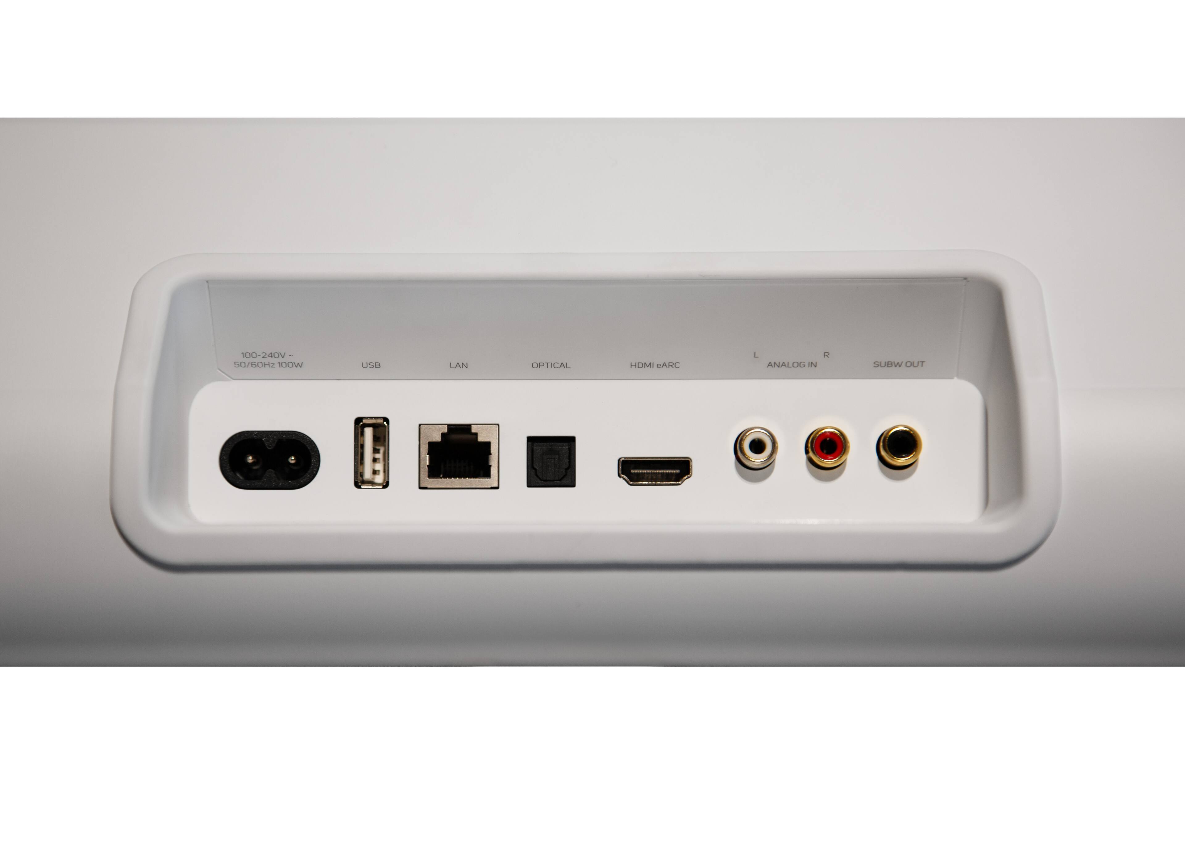 100-240V~ 50/60Hz 100W

USB

LAN

OPTICAL

HDMI eARC

ANALOG IN

SUBW OUT

R

L