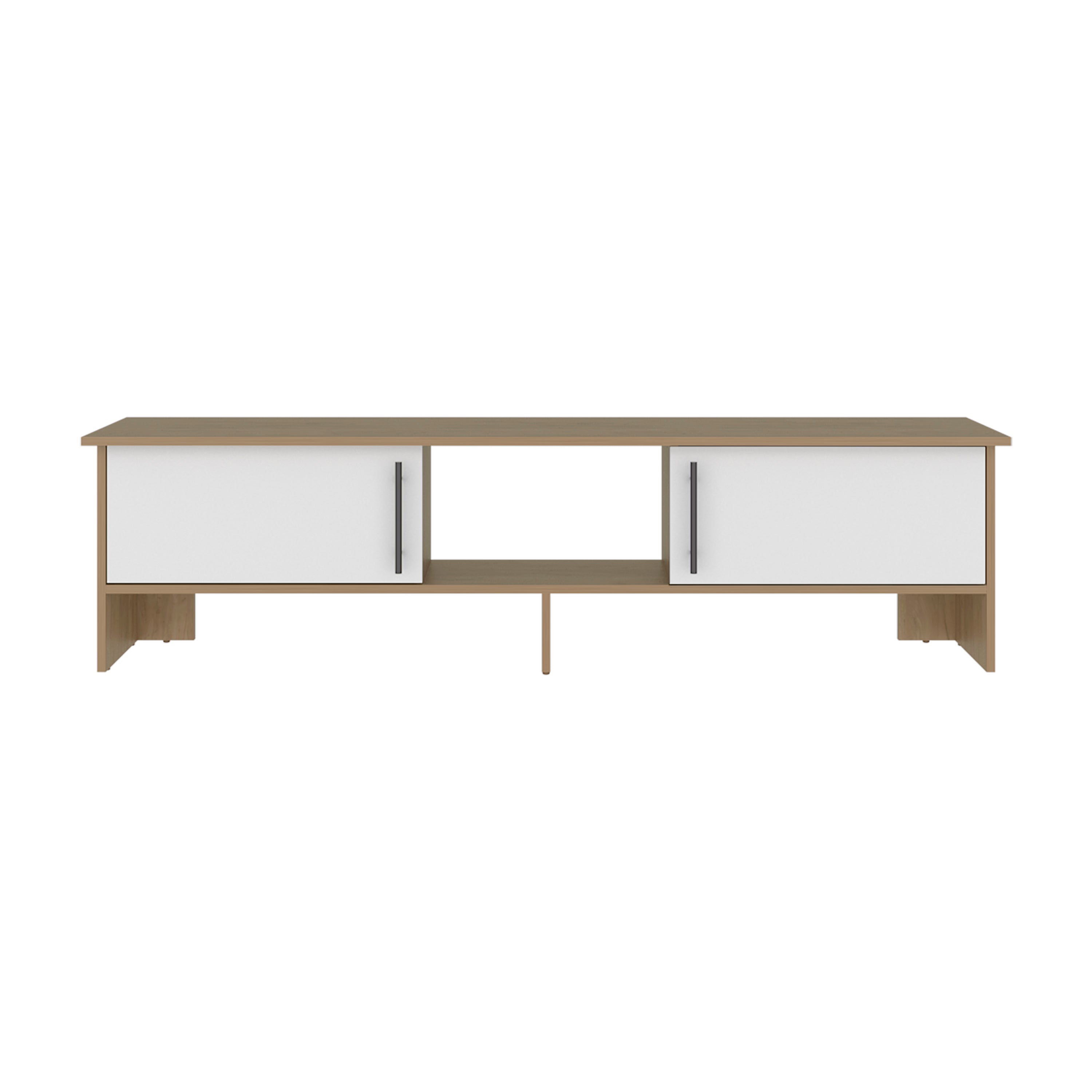 Left. TuHome - Modern Laminate Wood TV Stand and Entertainment Center, Fits TVs up to 65-Inch - White.