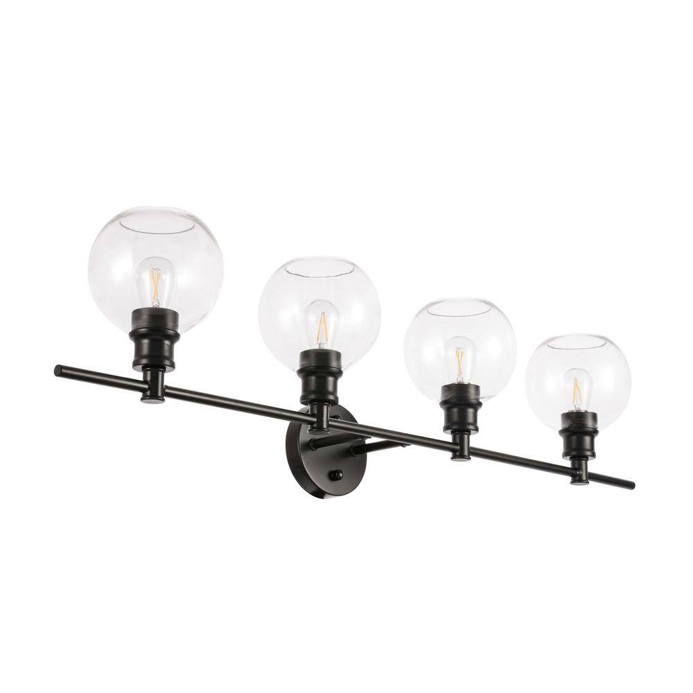 Alt View 3. Living District - Collier 4 light Black and Clear glass Wall sconce - Black And Clear Glass.