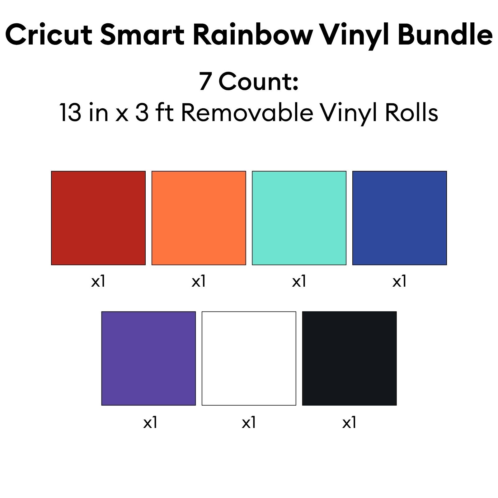 Cricut Smart Rainbow Vinyl Bundle 7 Count: 13 in X 3 ft Removable Vinyl Rolls x1 x1 x1 x1 x1 x1 x1