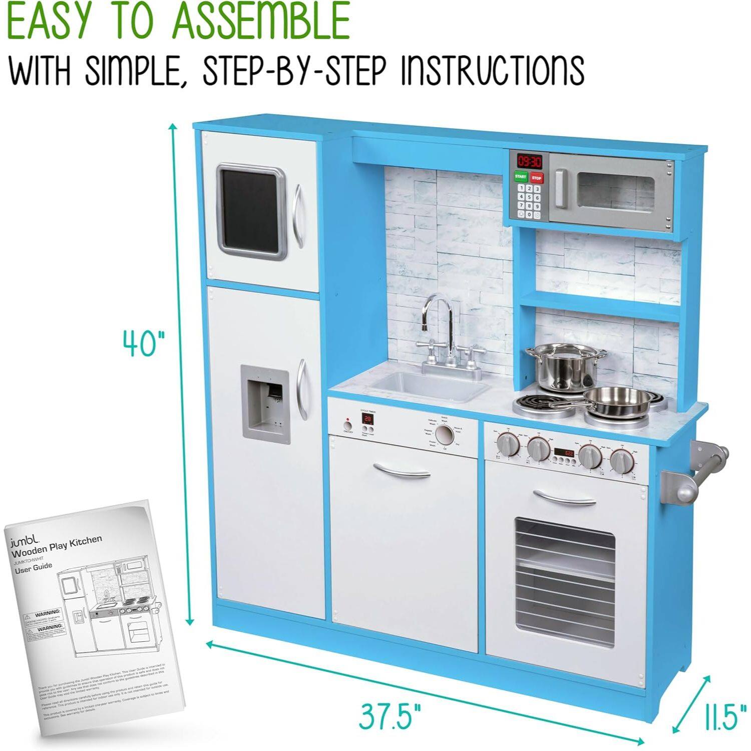 EASY TO ASSEMBLE WITH SIMPLE, STEP-BY-STEP INSTRUCTIONS

jumbl Play Kitchen Wooden User Guide

40"
37.5"
11.5"