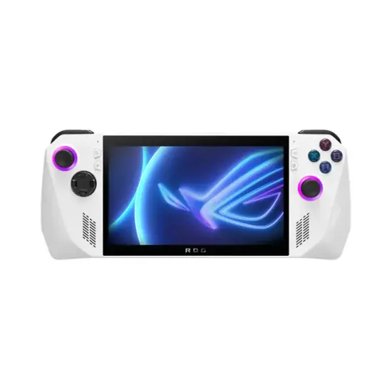 A black and white handheld gaming console