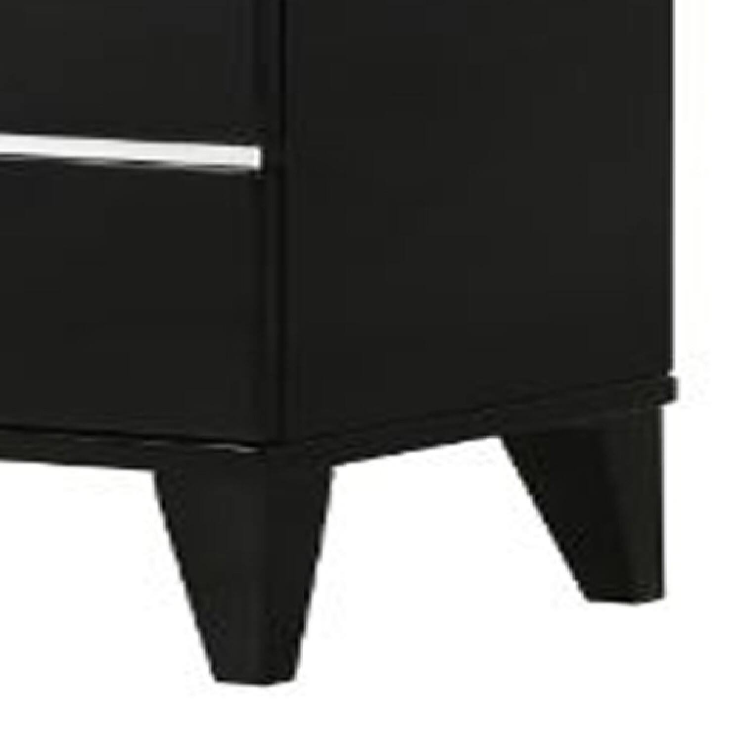 Alt View 3. Manhattan Lane - Nightstand with 2 Drawers and Metal Trim - Black.