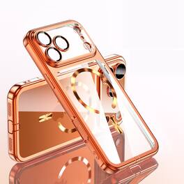 UUCOVER - Magnetic Clear Case for iPhone 18 Pro Max Shockproof Plating TPU Compatible with MagSafe Camera Lens Protector Cover - Orange
