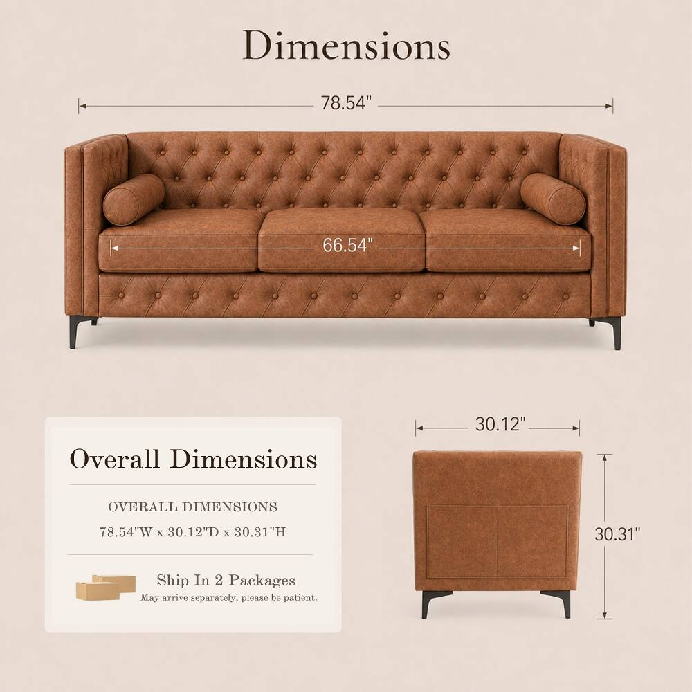 Dimensions  
78.54"  
66.54"  
30.12"  

Overall Dimensions  
OVERALL DIMENSIONS  
78.54"W x 30.12"D x 30.31"H  

Ship In 2 Packages  
May arrive separately, please be patient.