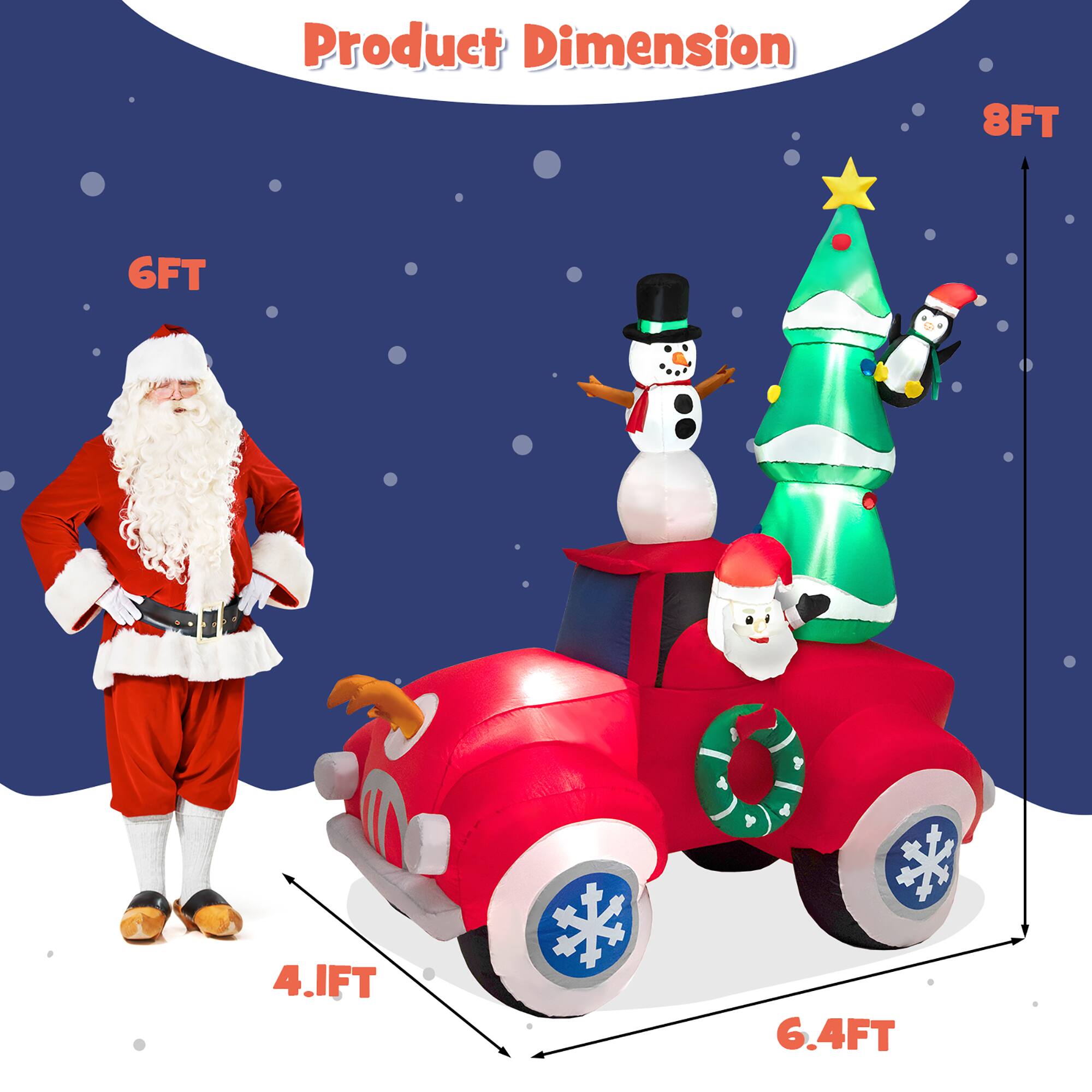 Costway 8FT Tall Inflatable Santa Claus Carrying Christmas Tree