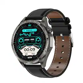 SKRAN - Smart Watch with 1.5" Touchscreen, Bluetooth Calling,Heart Rate and Blood Oxygen Monitoring,Sedentary Reminder -Leather - Black - (2026)