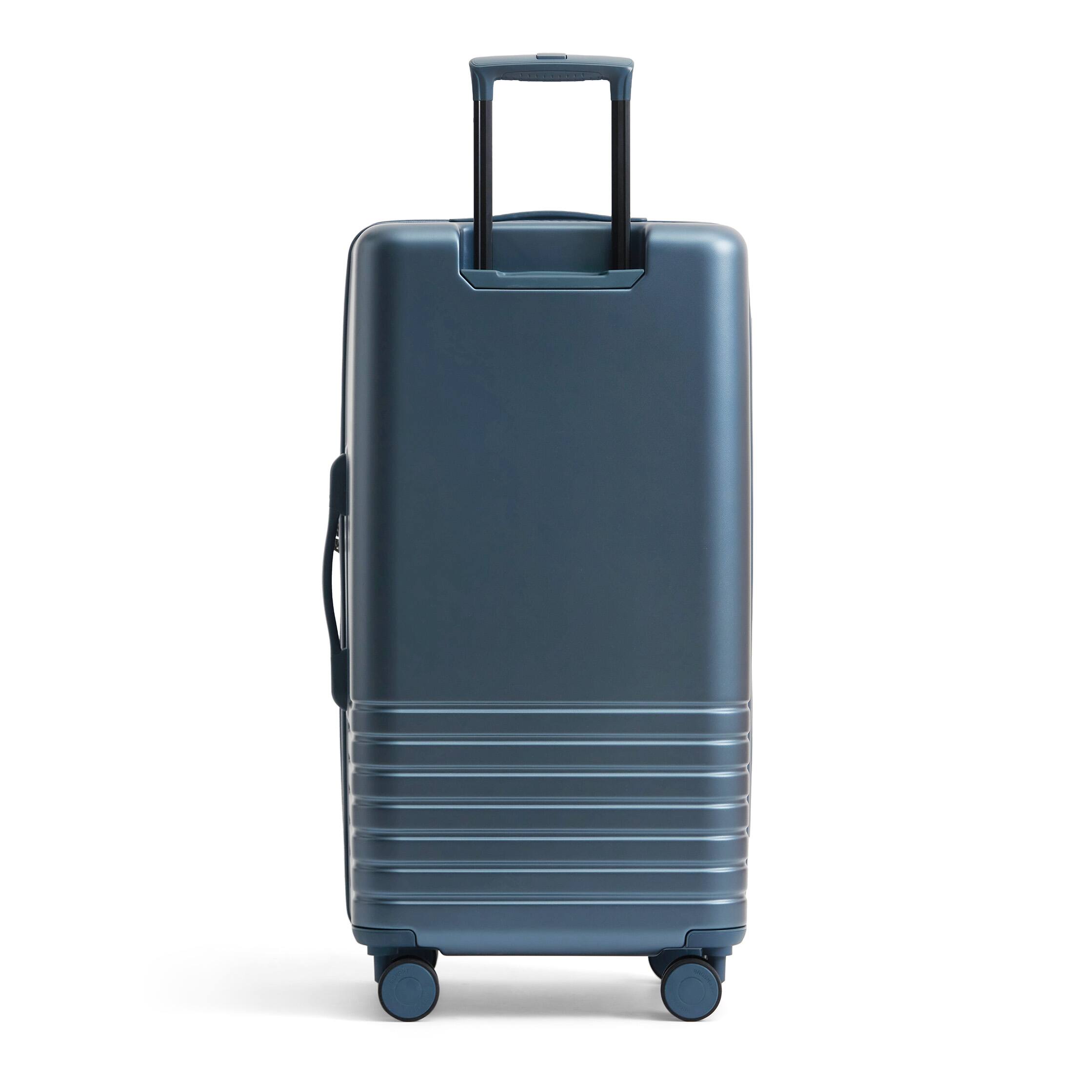 Angle. Bagsmart - Getaway 30" Trunk Checked Luggage, Large Hardside Suitcase with Built-in Scale & 360 Double Spinner Wheels - Denim Blue.