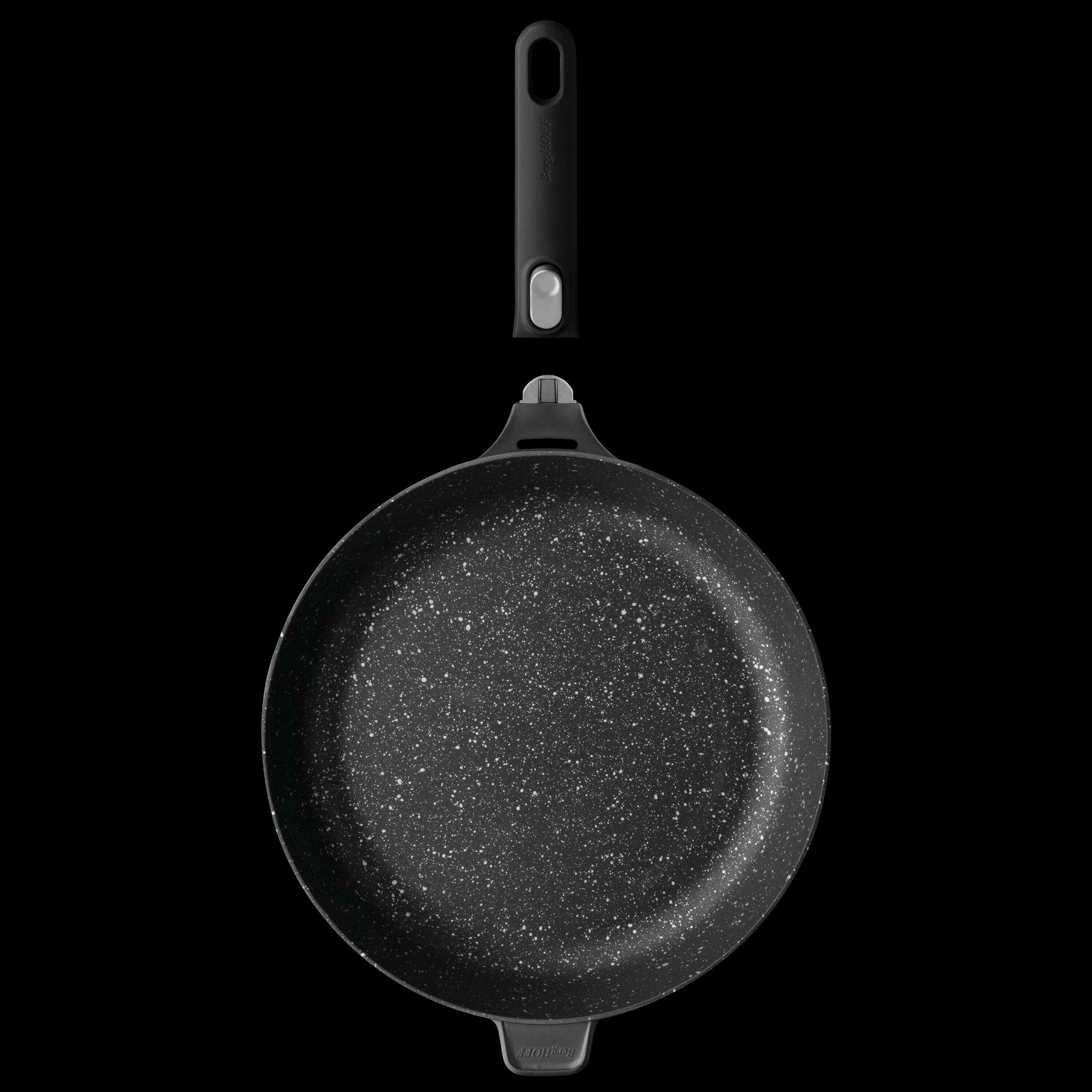 Left. BergHOFF - BergHOFF GEM Nonstick Aluminum 12.5" Fry Pan, Detachable Handle - Black.