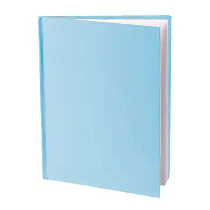Front. YOUNG AUTHORS - Blue Hardcover Blank Book, White Pages, 8"H x 6"W Portrait, 14 Sheets/28 Pages - 8"H x 6"W.