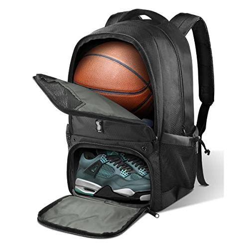 Live At Space - Basketball Backpack Large Bag with Shoes and Ball Compartment Soccer Backpacks for Basketball/Volleyball - Black