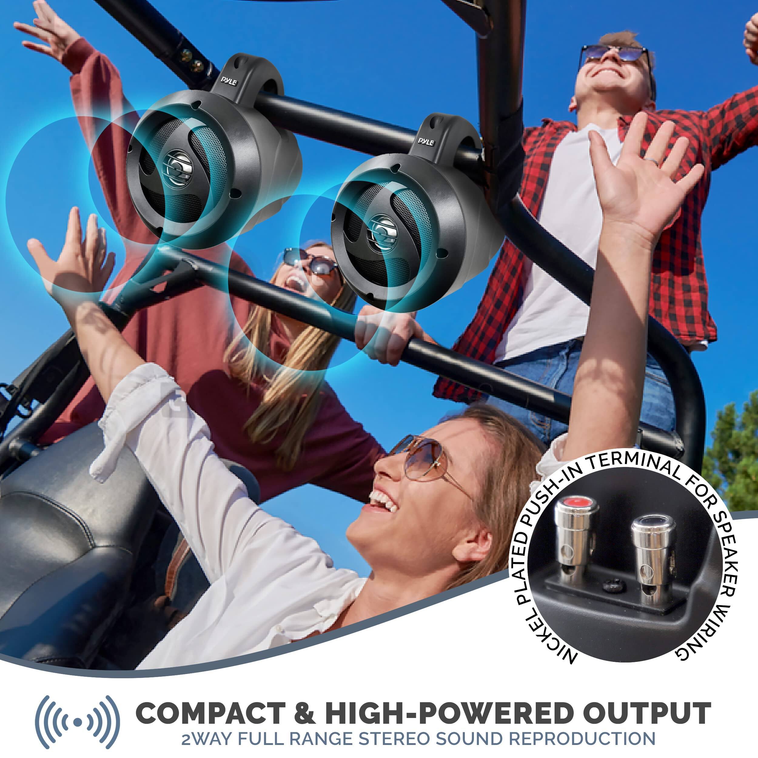 PYLE PPLE TERMINAL PUSH-IN FOR PLATED SPEAKER NICKEL WIRING  
COMPACT & HIGH-POWERED OUTPUT  
2WAY FULL RANGE STEREO SOUND REPRODUCTION