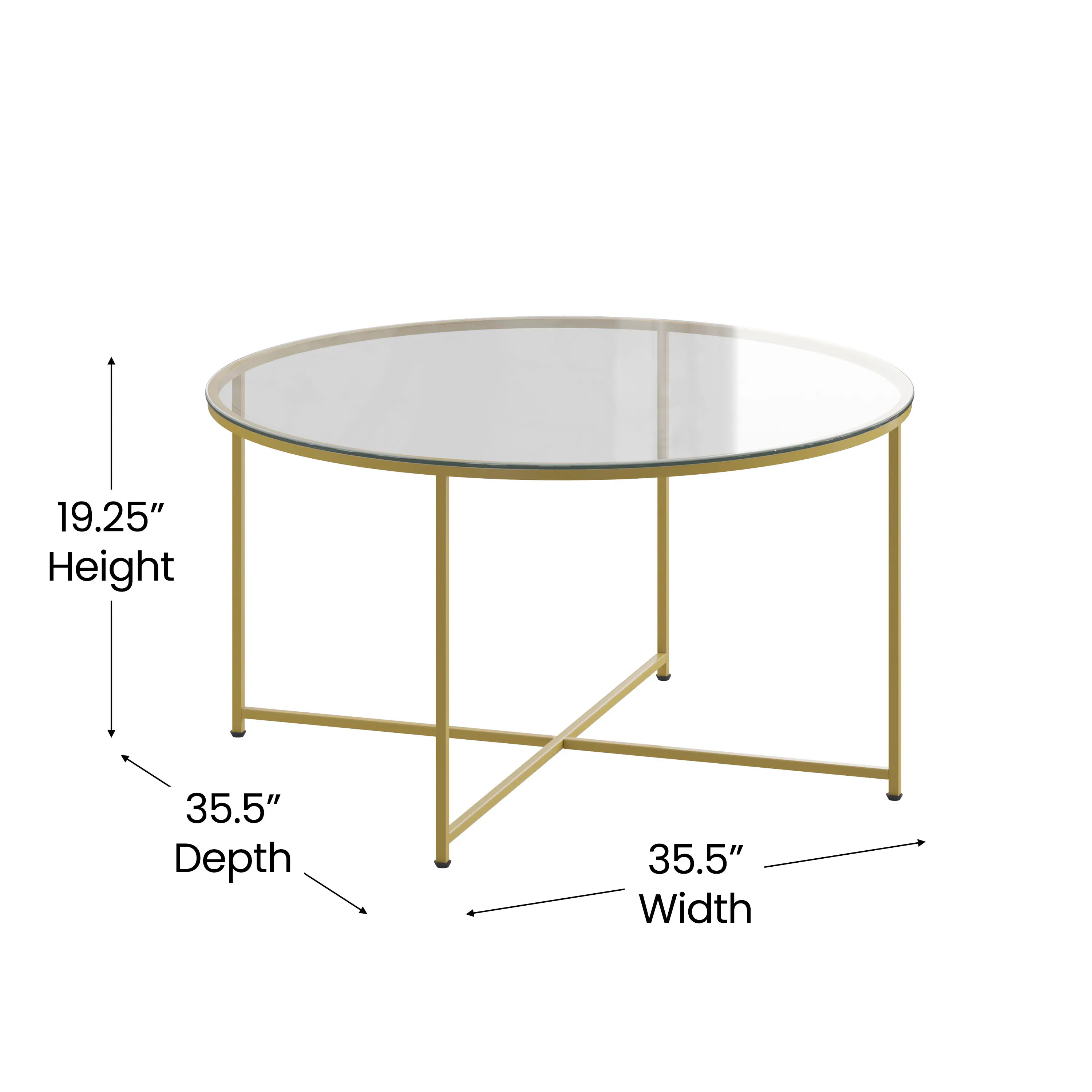 19.25" Height  
35.5" Depth  
35.5" Width