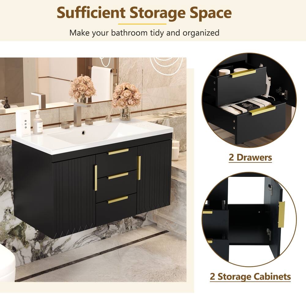 Sufficient Storage Space  
Make your bathroom tidy and organized

2 Drawers  
2 Storage Cabinets
