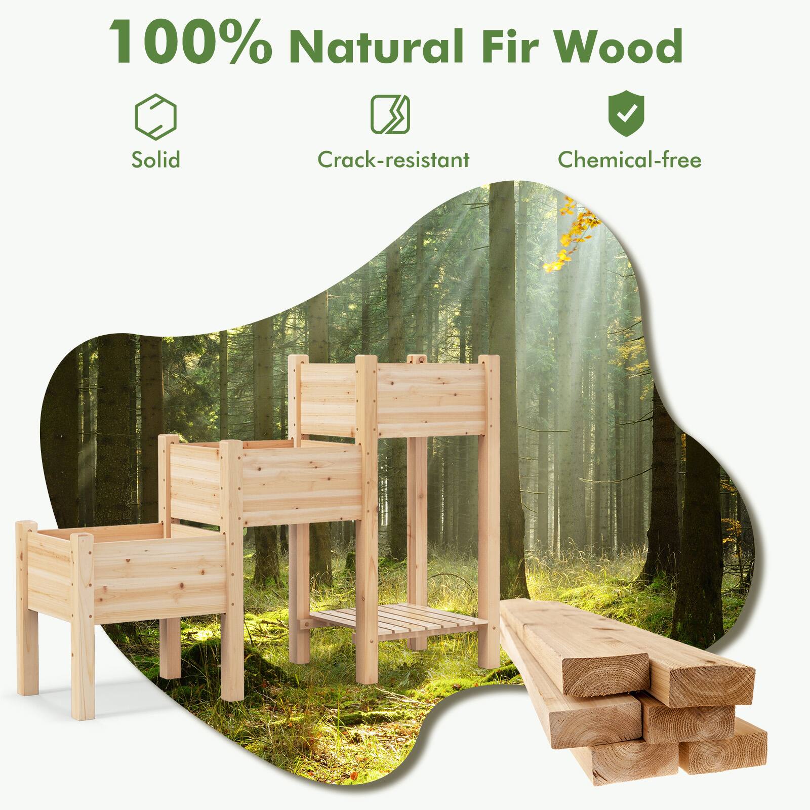 100% Natural Fir Wood

- Solid
- Crack-resistant
- Chemical-free