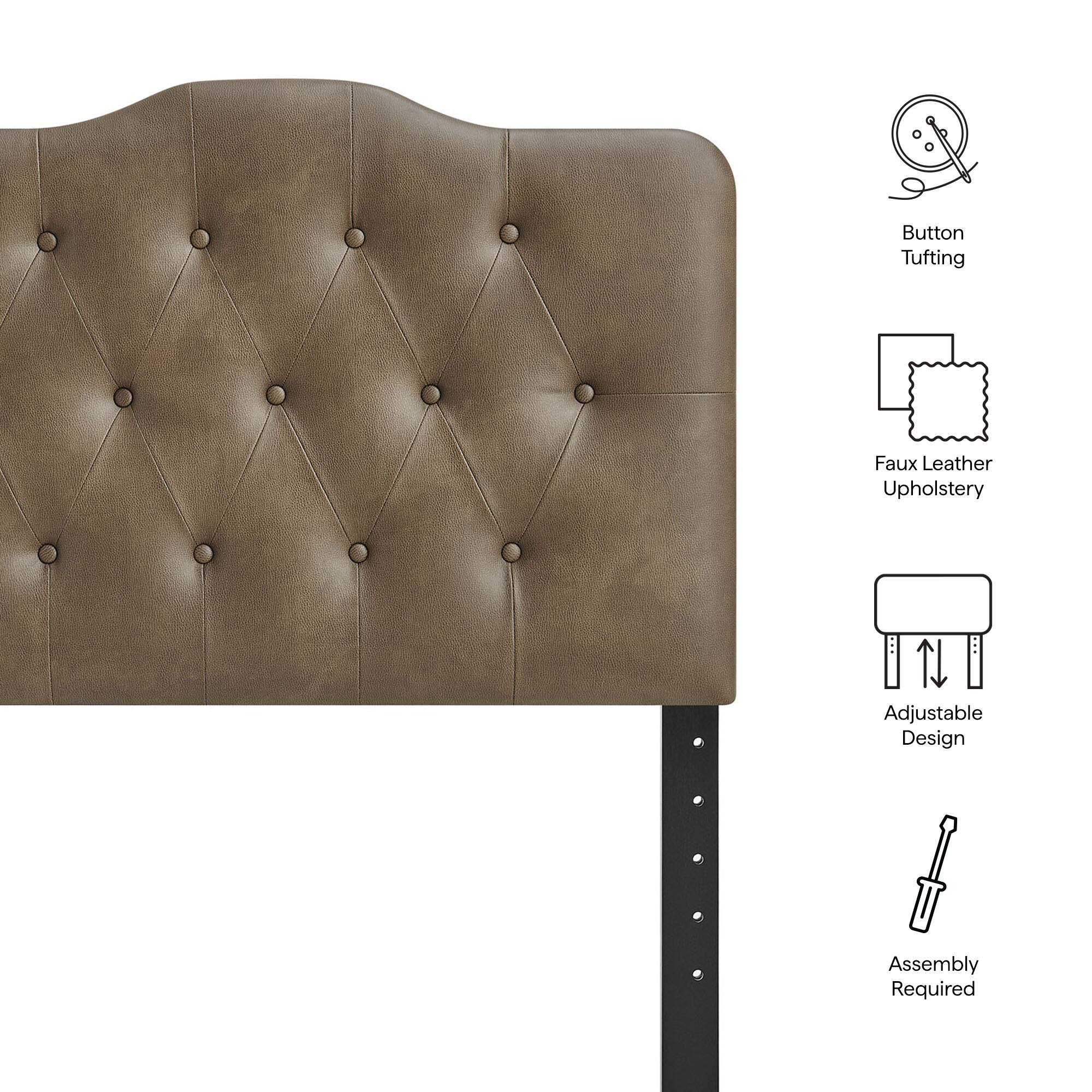Button Tufting  
Faux Leather Upholstery  
Adjustable Design  
Assembly Required