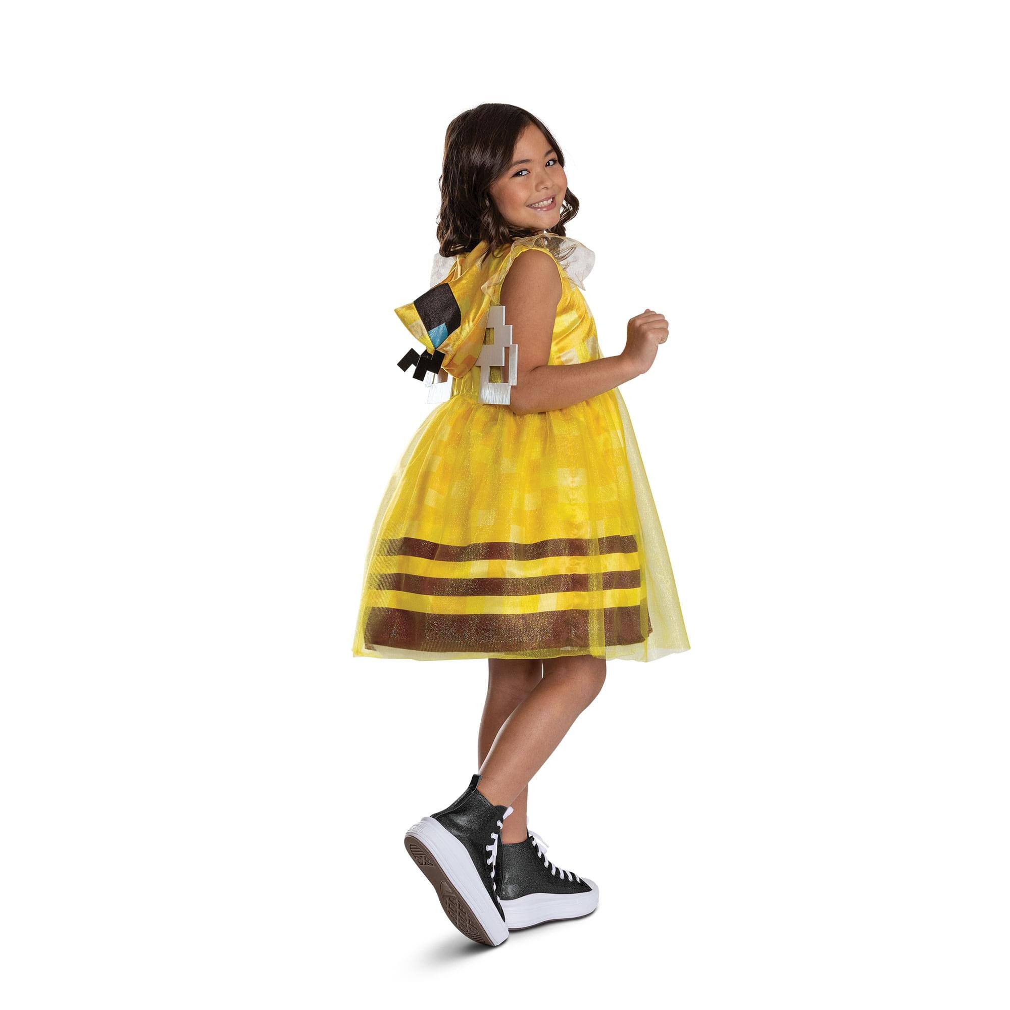 Alt View 1. Disguise - Minecraft Bee Girl Hooded Child Costume Dress | Small 4-6x - Multi-Colored.