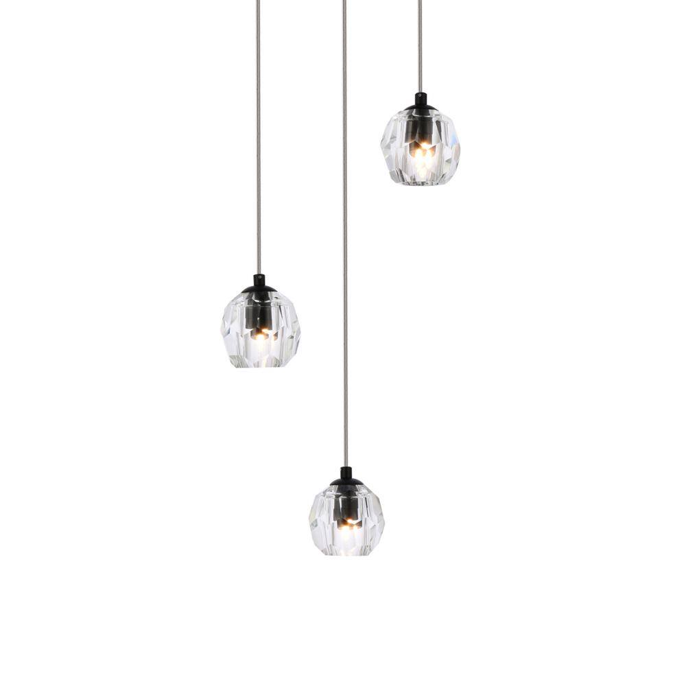 Alt View 4. Elegant Lighting - Eren 3 lights Black pendant - Black.