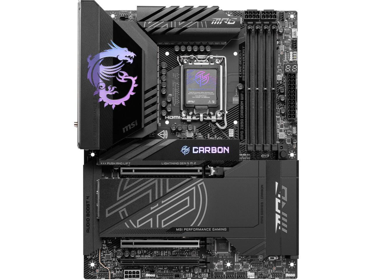 MR6 BOOST AUDIO SAUINE GA PERFORMANCE ME msi >. PUSH RIND LIFT T M F i E i 1 BUC R00S at CORE NR 1 E E 3 1111 WIF J CARBON HOMI E S 12 068Z ISL MPG CARBON LIGHTNING DEN i E a MSI PERFORMANCE GAMING EVE CARBON SERIES MPG 0O CE : . USB USB