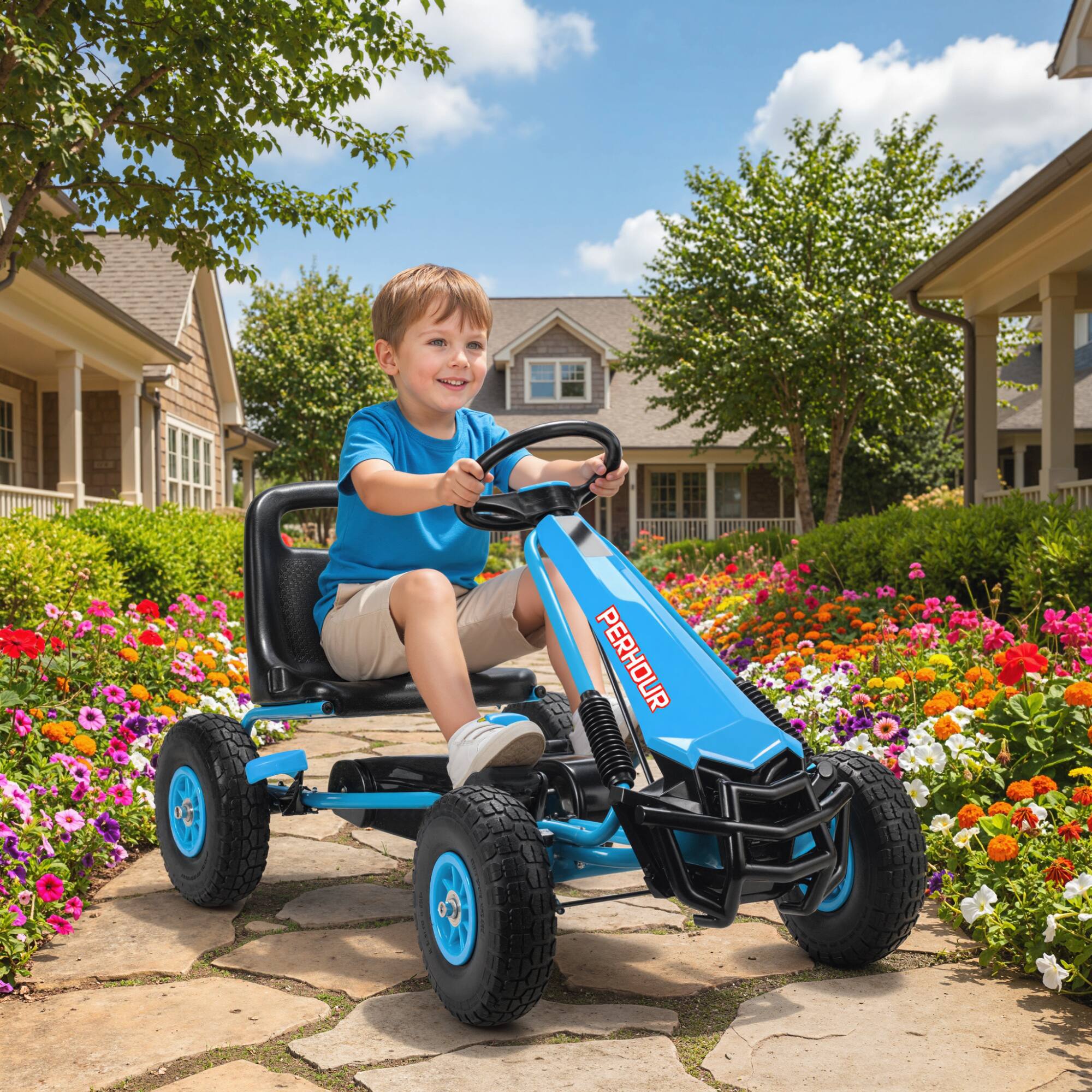 Alt View 1. Qaba - Go Kart, Pedal Car with Adjustable Seat, EVA Wheels, Brake.