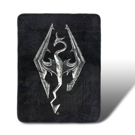 Just Funky - Skyrim Dragon Emblem Lightweight Fleece Throw Blanket | 45 x 60 Inches - Black