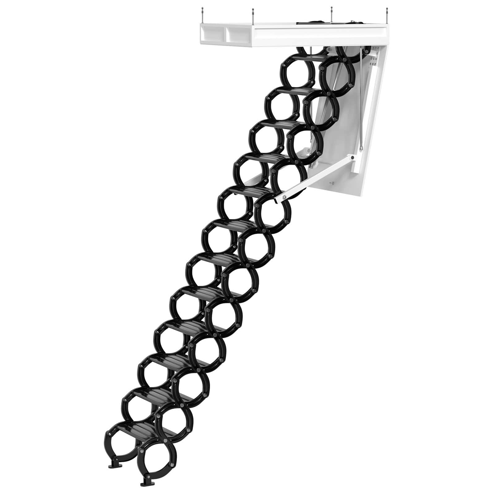 Front. Topteng - 13-Step Electric Attic Ladder 11.8FT - Aluminum Folding Pull-Down Stairs, 500lb Capacity, Remote Control - Black.