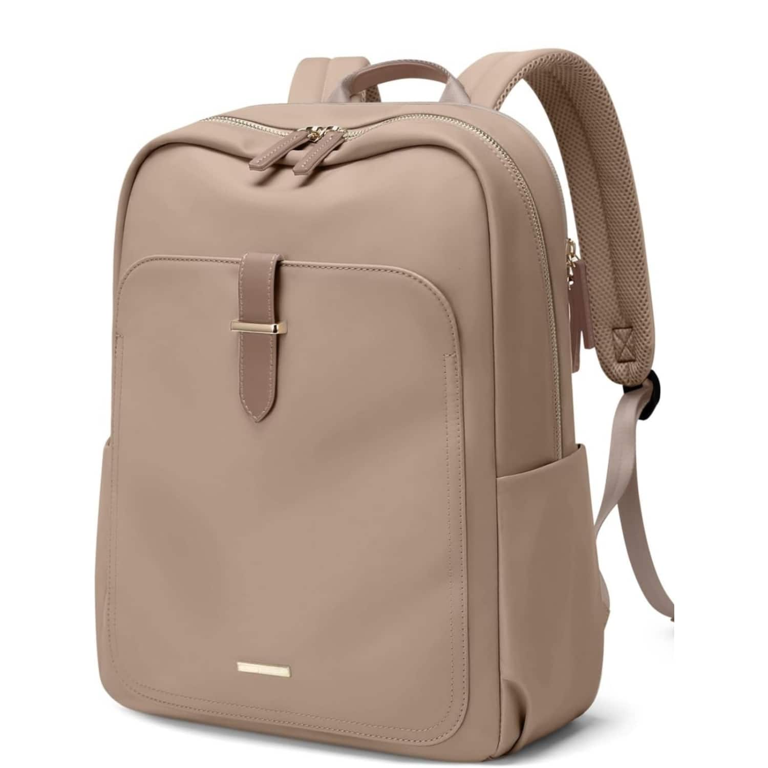 ZUQIETA - Women's 17.3" Work & Travel Laptop Backpack - Casual Champagne Carry-On Purse Backpack - Brown