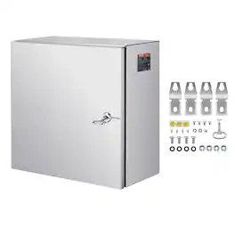 VEVOR - NEMA Stainless Steel Enclosure, 12 x 12 x 8 in, NEMA 4X Steel Electrical Box, IP66 Waterproof & Dustproof,Outdoor/Indoor - Silver