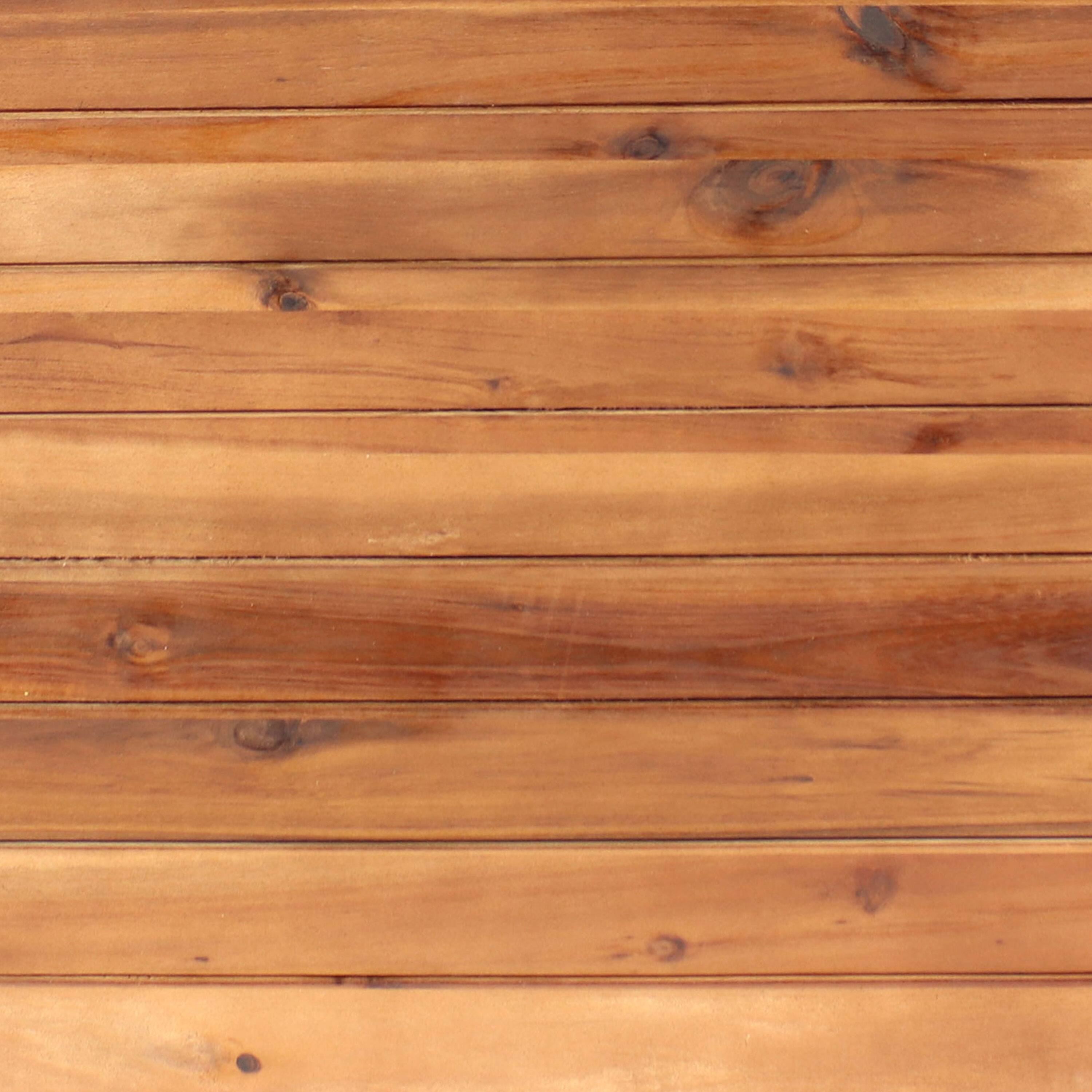 Alt View 4. Sunnydaze - 3-Piece Square Wood Planter Box with Liner - Light Brown Stain.