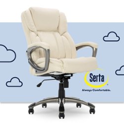 Serta - Garret Bonded Leather Executive Office Chair with Premium Cushioning - Ivory White - Front_Zoom