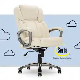 Serta - Garret Bonded Leather Executive Office Chair with Premium Cushioning - Ivory White